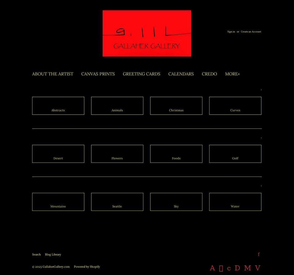 gallahergallery.org shopify website screenshot