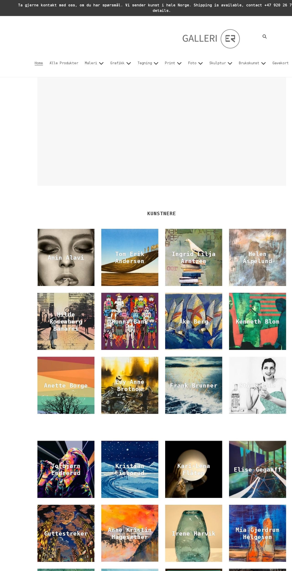 galleri-er-nettbutikk.com shopify website screenshot