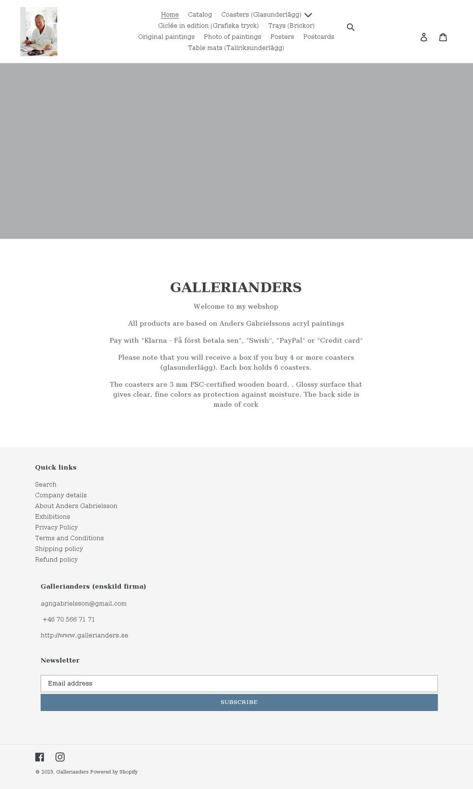 gallerianders.shop shopify website screenshot