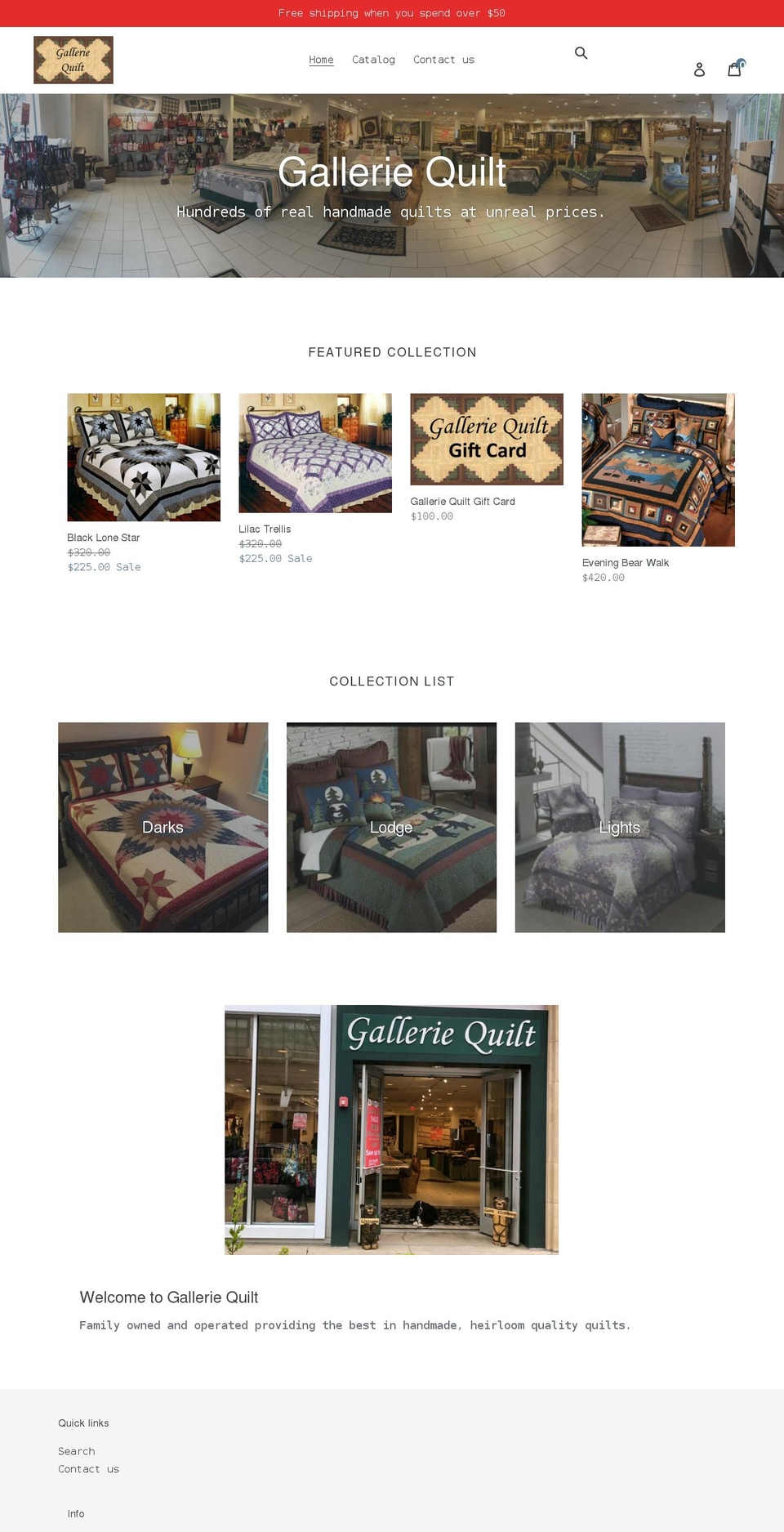 galleriequilt.com shopify website screenshot