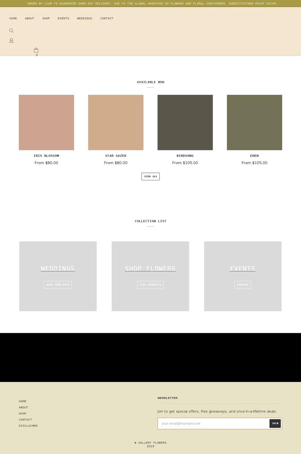 gallery-flowers.com shopify website screenshot