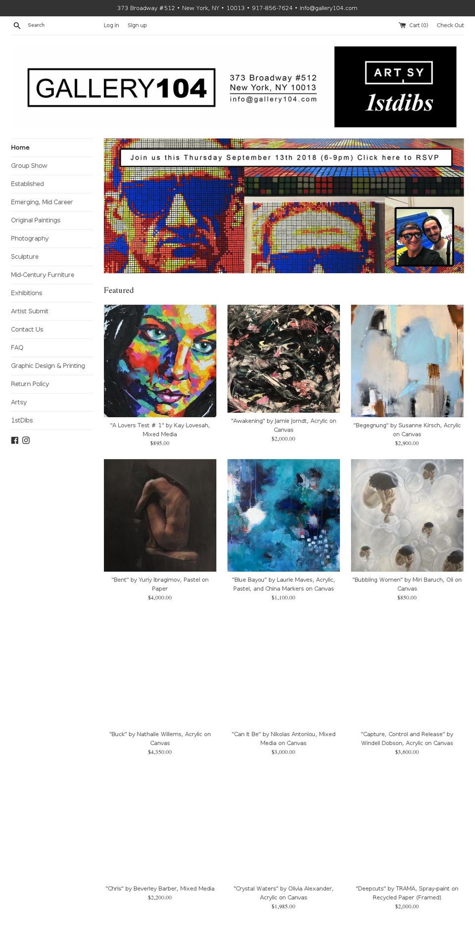 gallery104.com — Shopify storefront screenshot