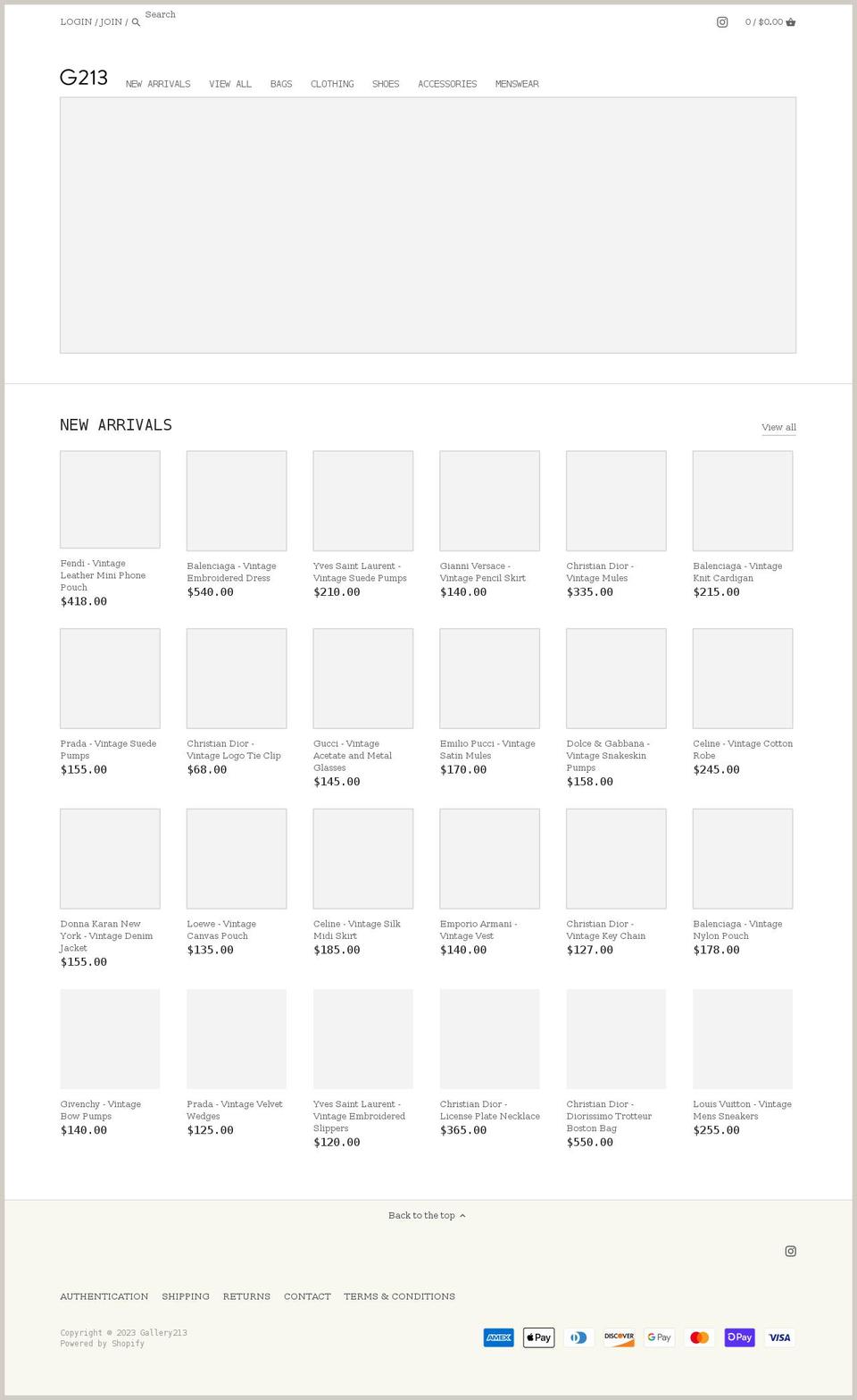 gallery213.com shopify website screenshot