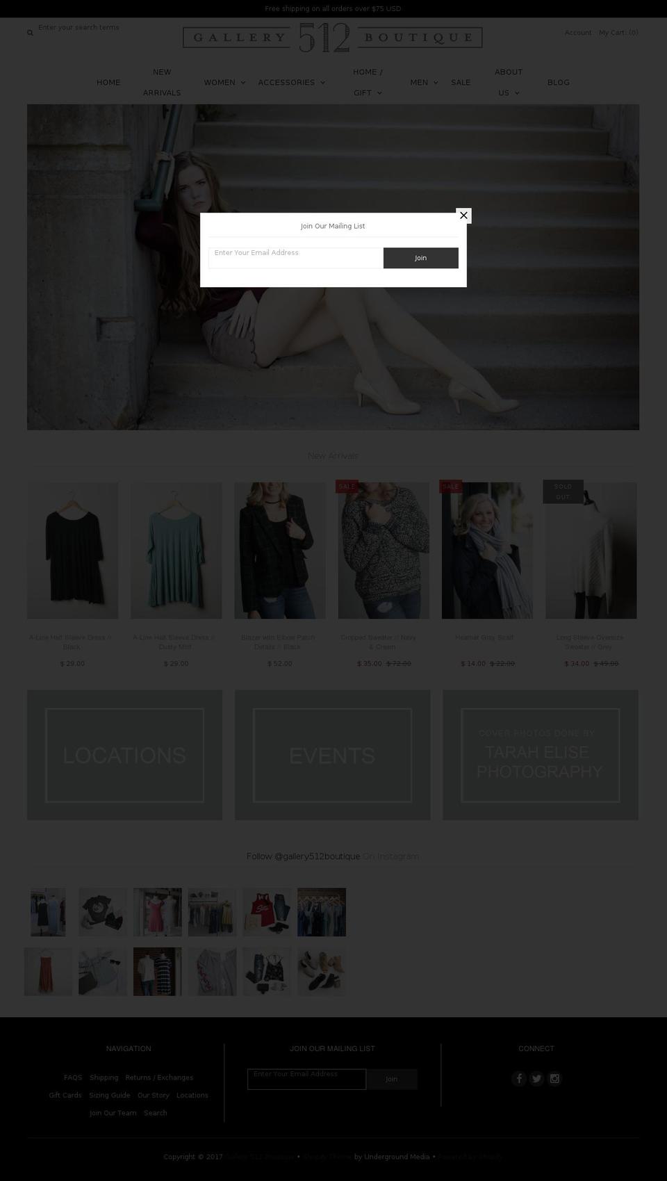 gallery512boutique.com shopify website screenshot