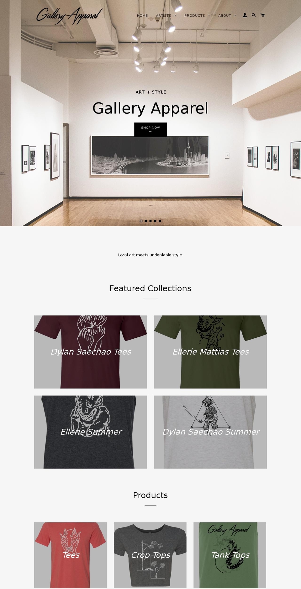 galleryapparel.clothing shopify website screenshot