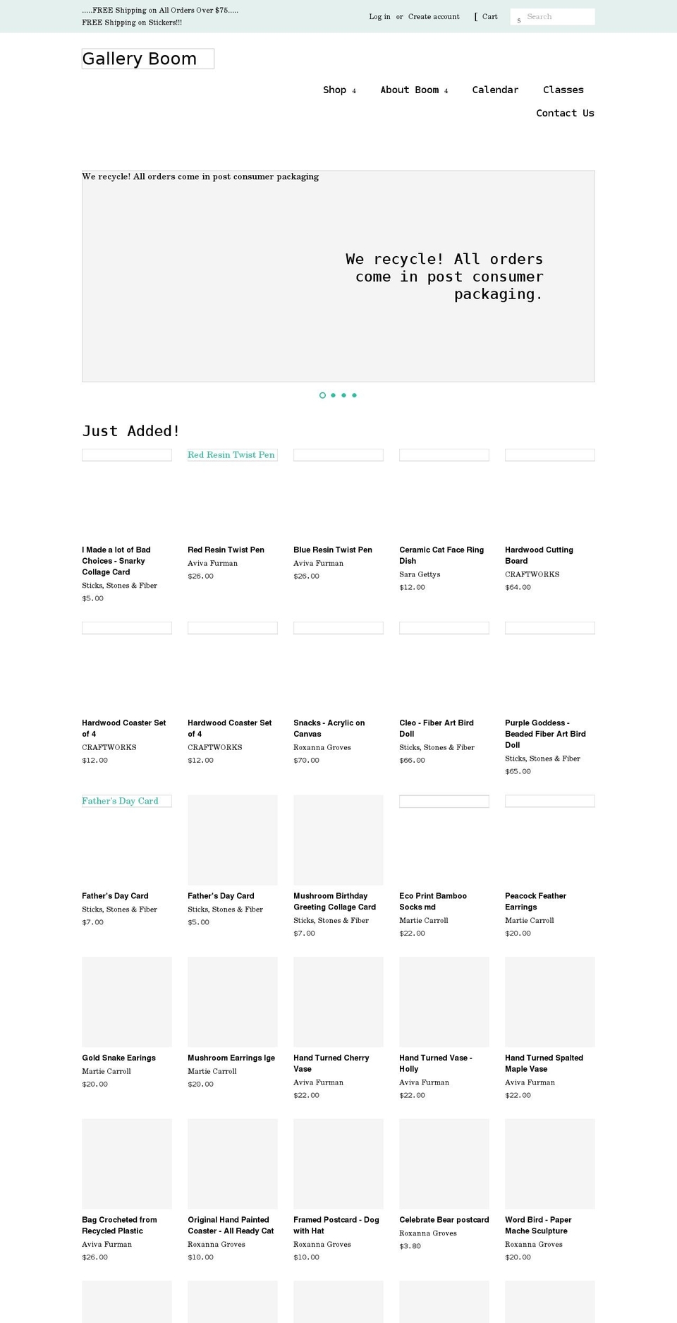 galleryboomshop.com shopify website screenshot