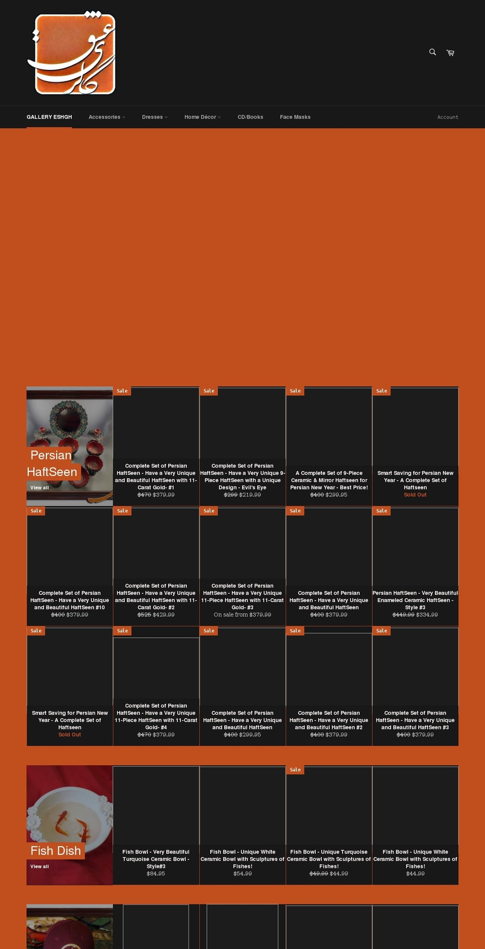 galleryeshgh.com shopify website screenshot