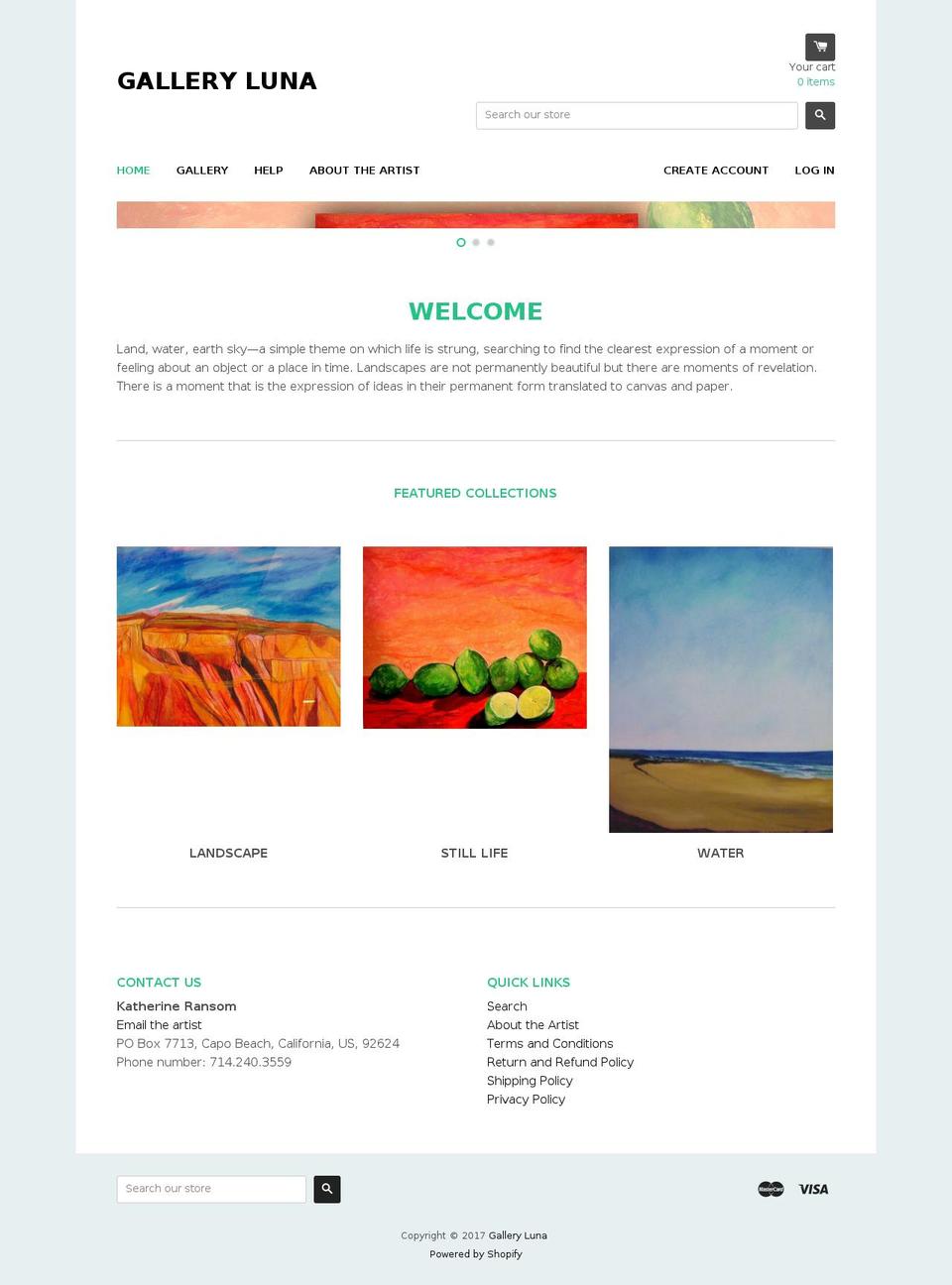 galleryluna.com shopify website screenshot