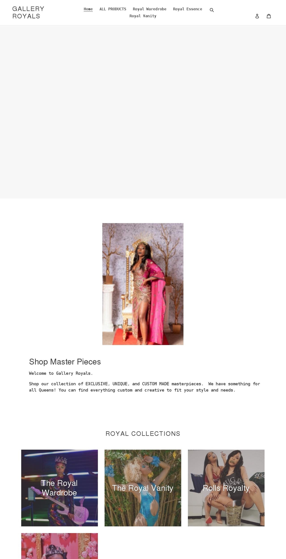galleryroyals.com shopify website screenshot