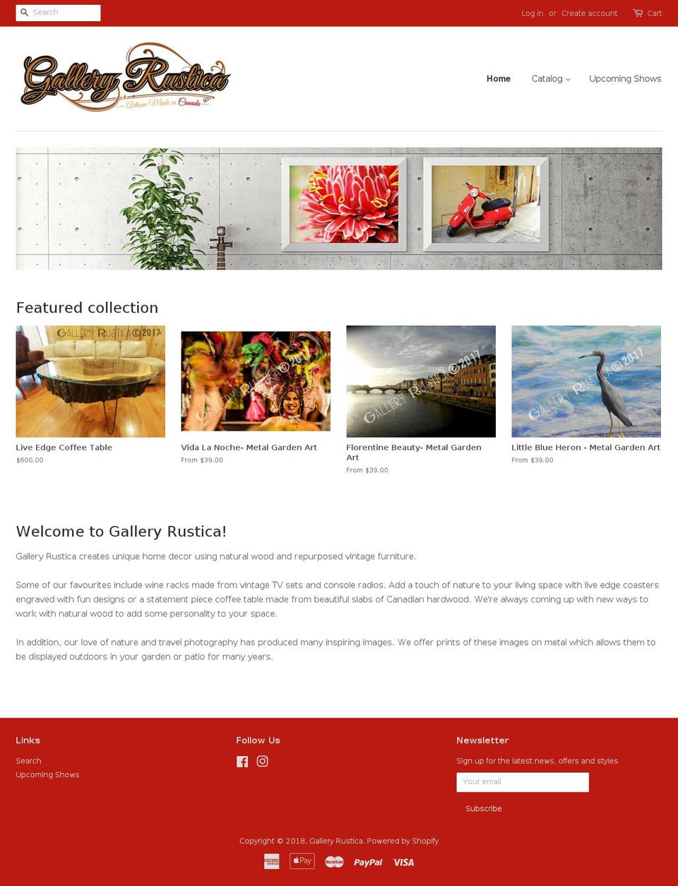 galleryrustica.com — Shopify storefront screenshot