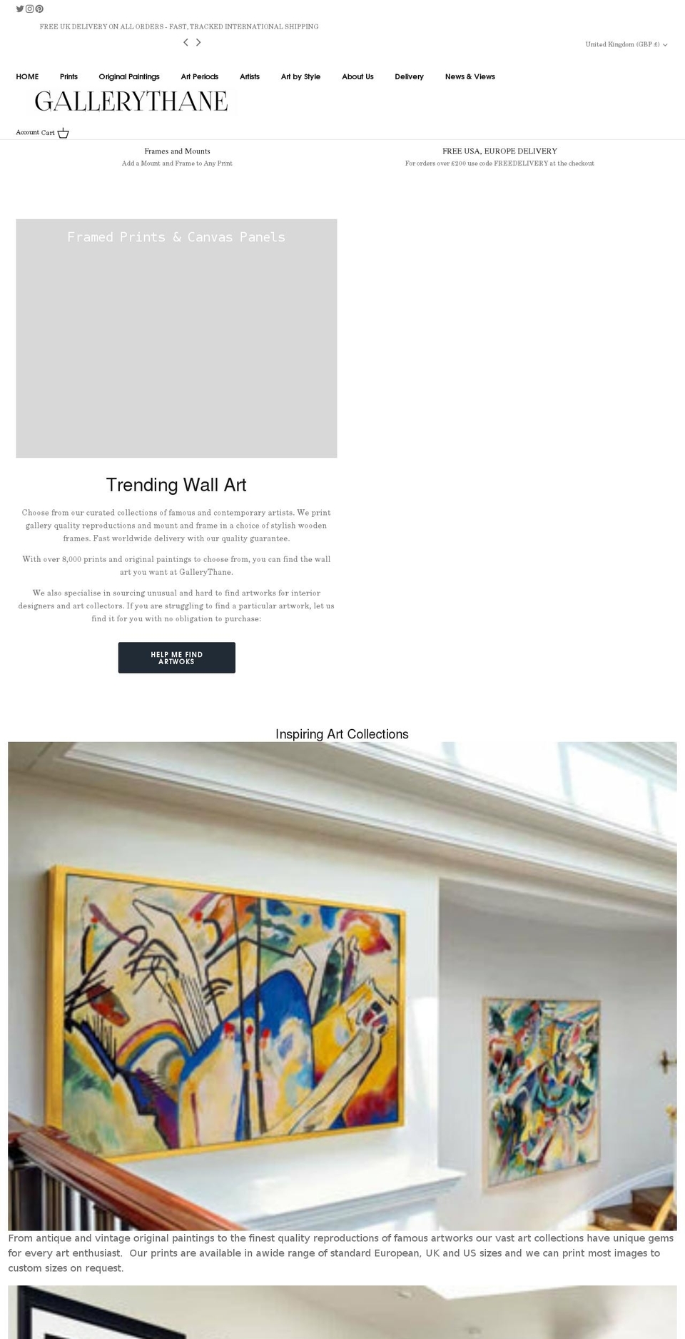 gallerythane.com shopify website screenshot