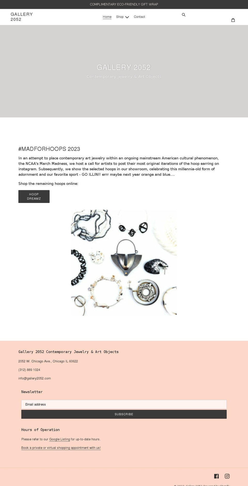 gallerytwentyfiftytwo.com shopify website screenshot