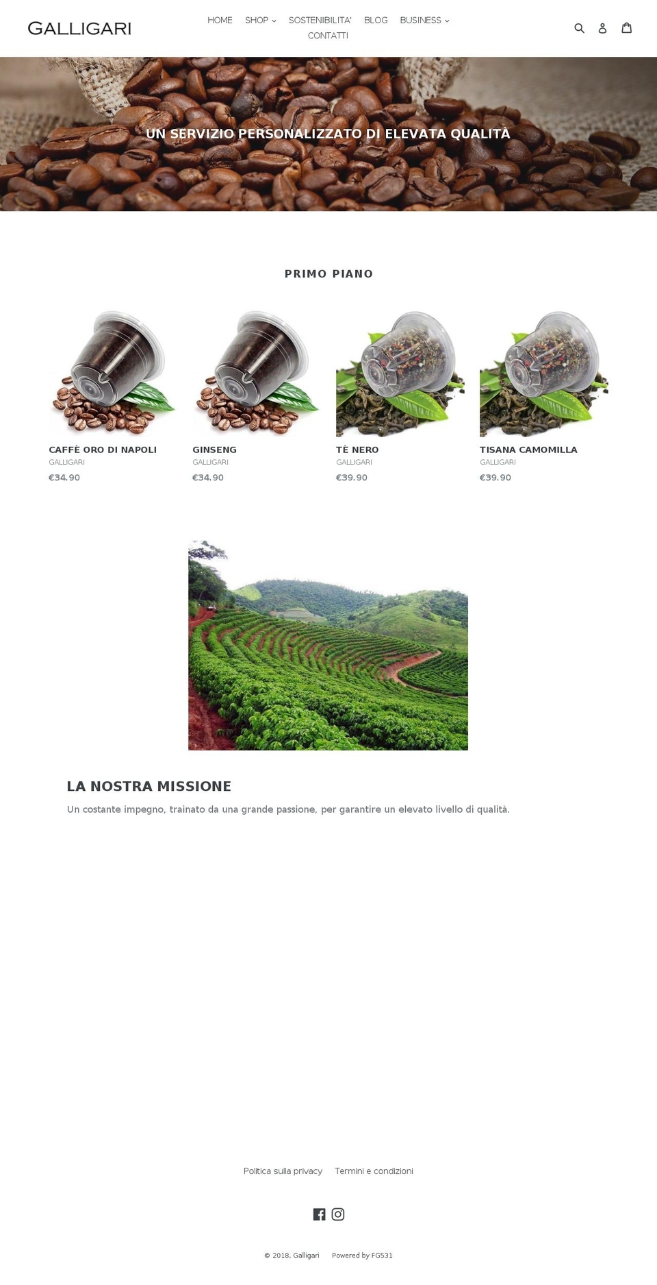 galligari.com — Shopify storefront screenshot