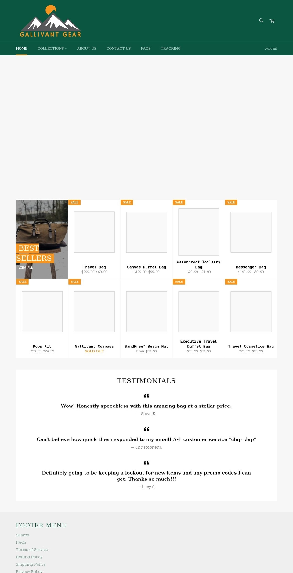 gallivantgear.com shopify website screenshot