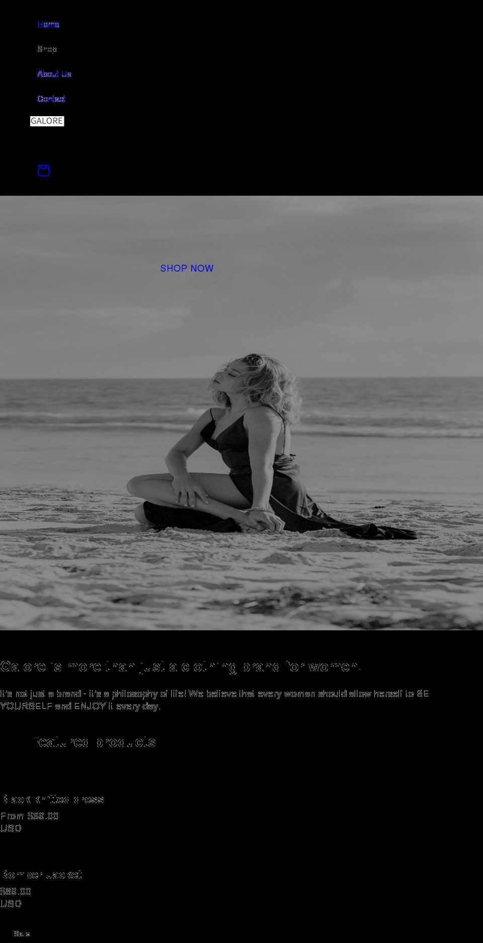 galoreclothes.com shopify website screenshot