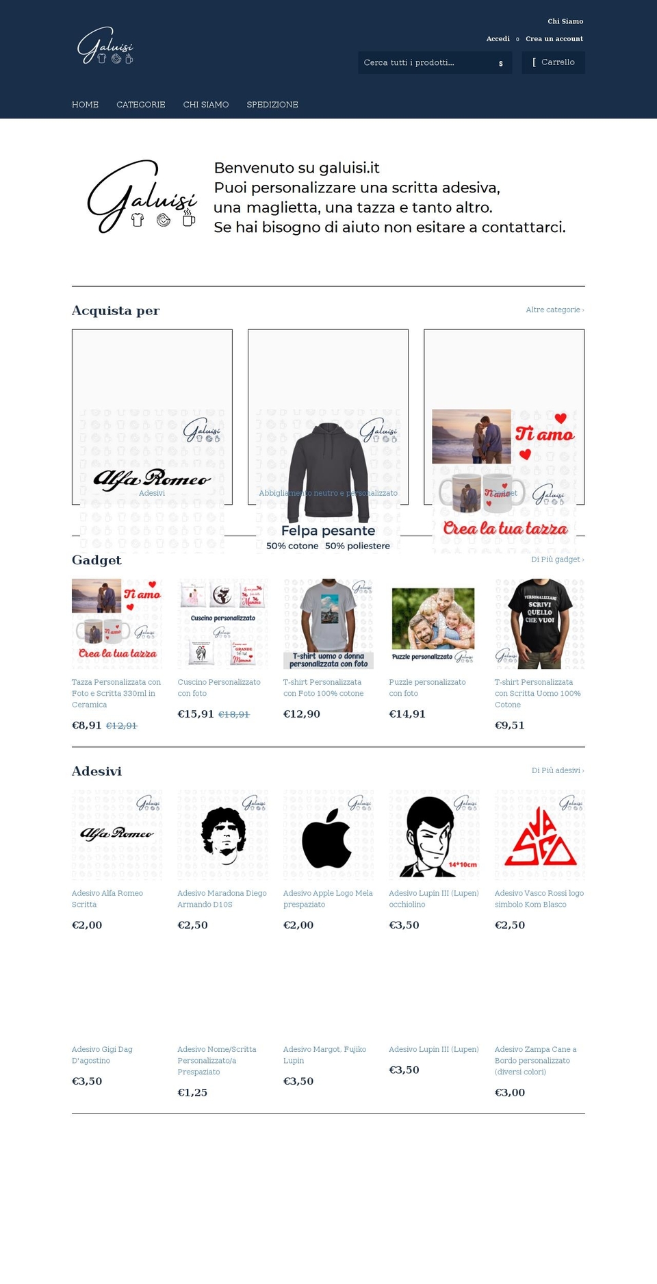 galuisi.it shopify website screenshot