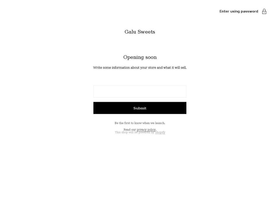 galusweets.myshopify.com shopify website screenshot