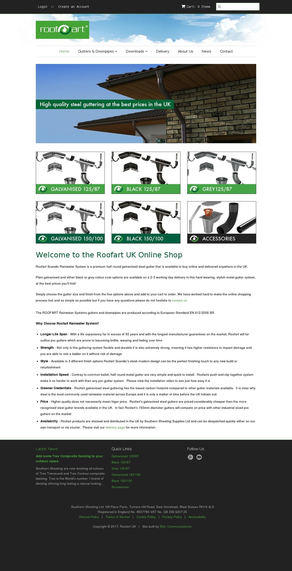 galvanisedsteelguttering.com shopify website screenshot
