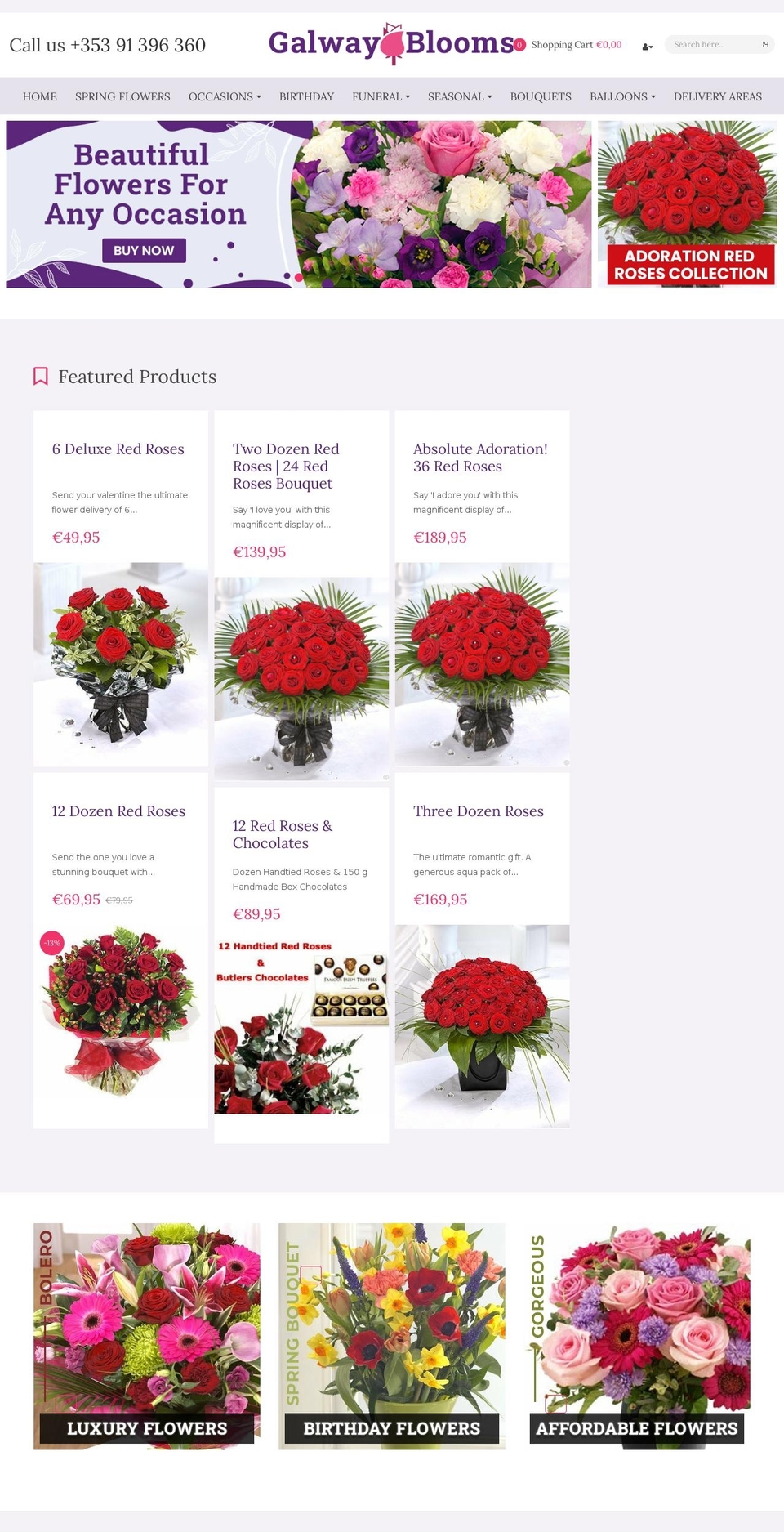 galwayblooms.com shopify website screenshot