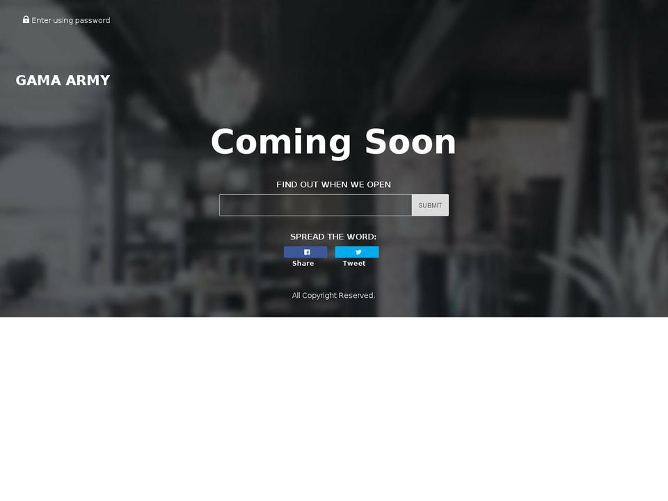 gamaarmy.com — Shopify storefront screenshot