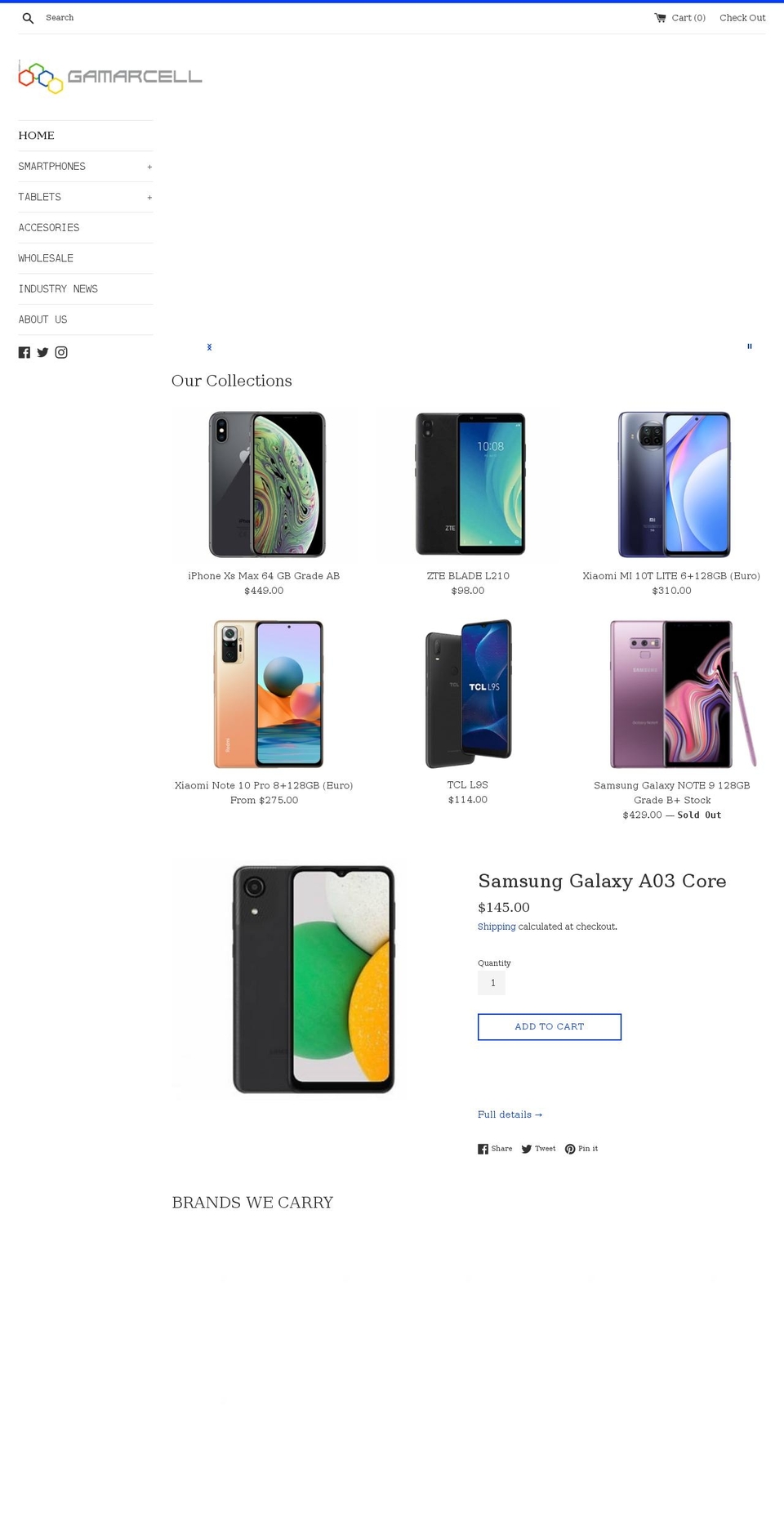 gamarcell.com shopify website screenshot