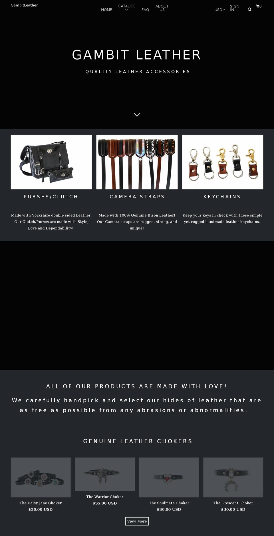 gambitleather.com shopify website screenshot