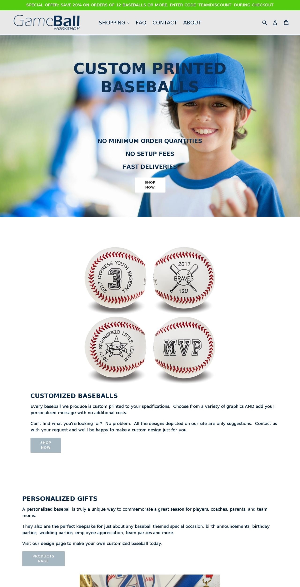 gameballworkshop.com — Shopify storefront screenshot