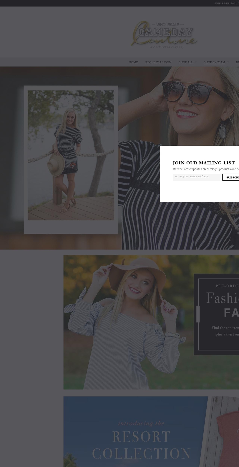 gamedaycouturewholesale.com — Shopify storefront screenshot