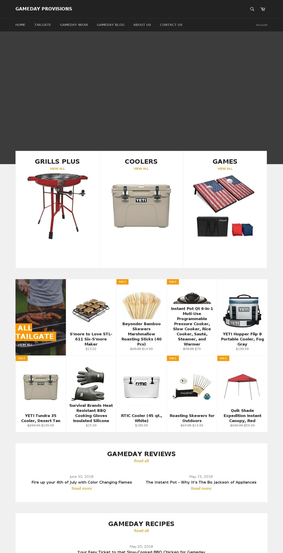 gamedayprovisions.com — Shopify storefront screenshot