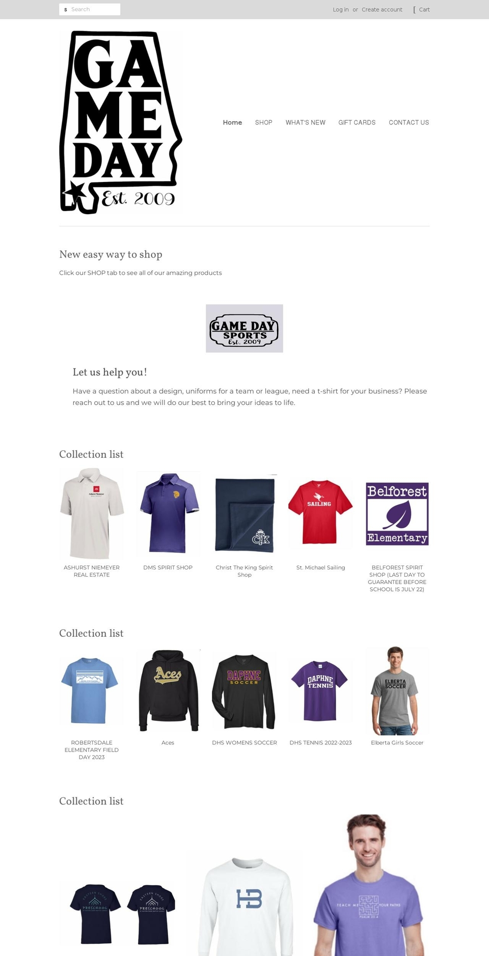 gamedaysportsal.com — Shopify storefront screenshot