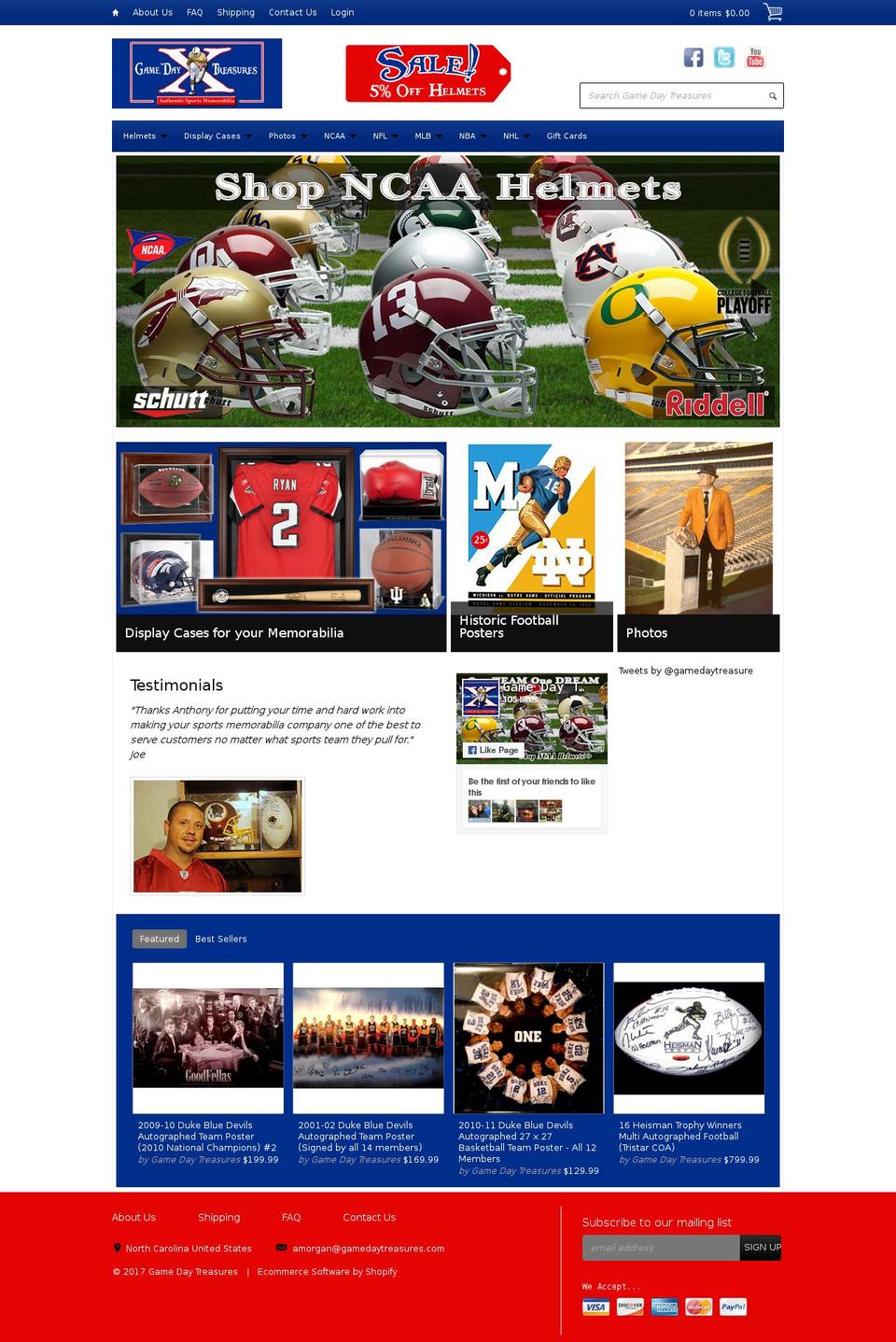 gamedaytreasures.com shopify website screenshot