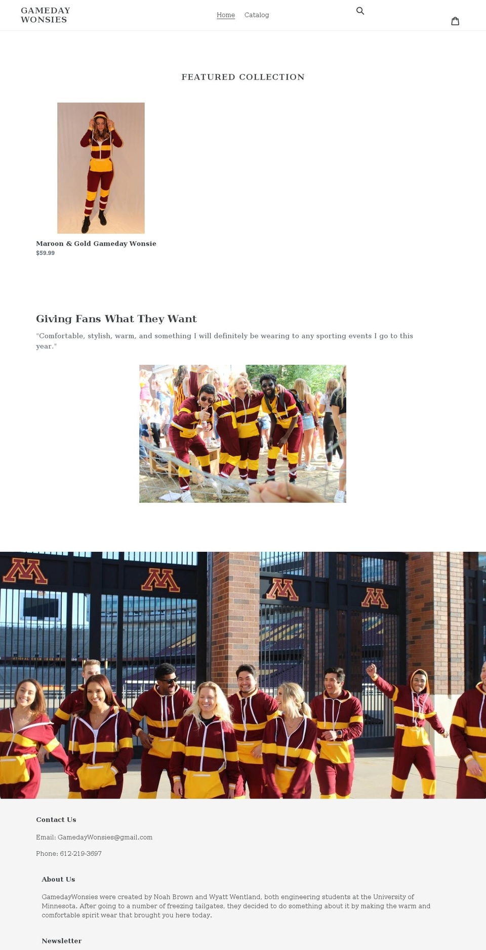 gamedaywonsies.com shopify website screenshot