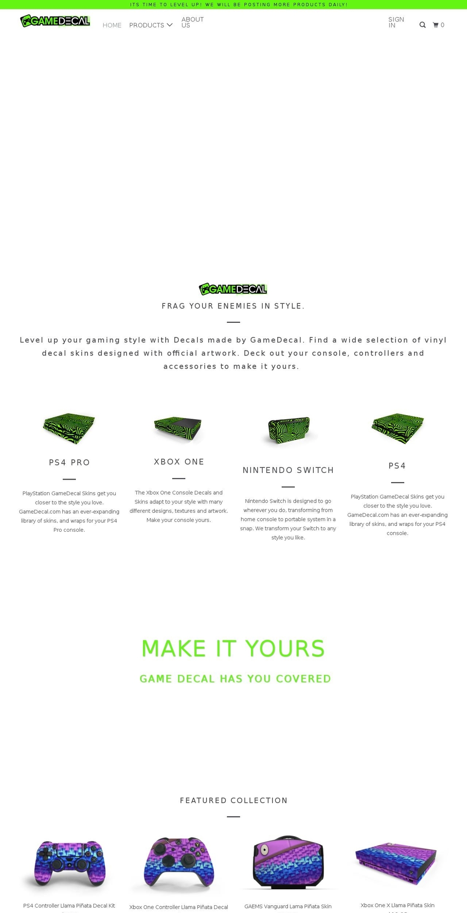 gamedecal.com shopify website screenshot