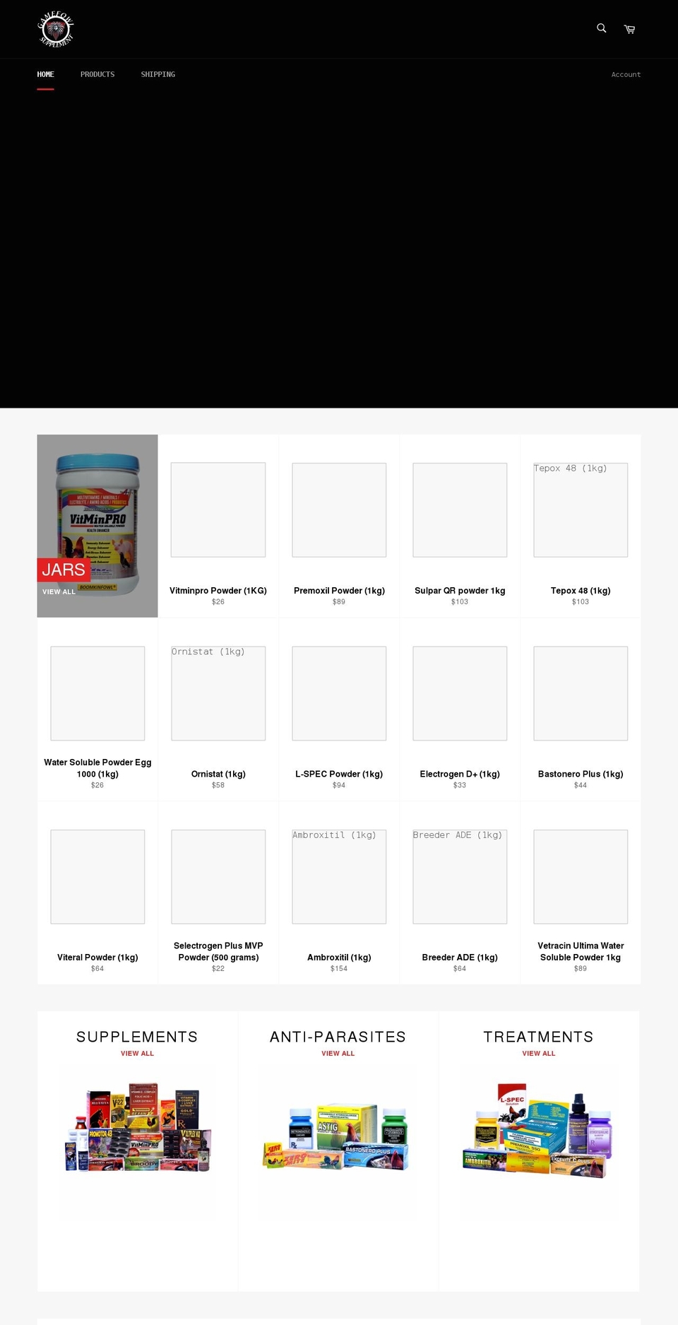 gamefowlsupplement.com shopify website screenshot