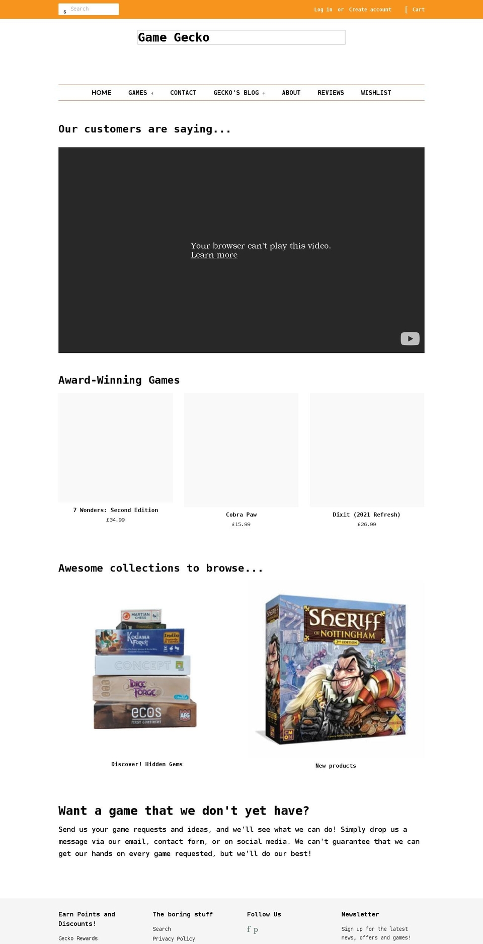 gamegecko.co.uk shopify website screenshot