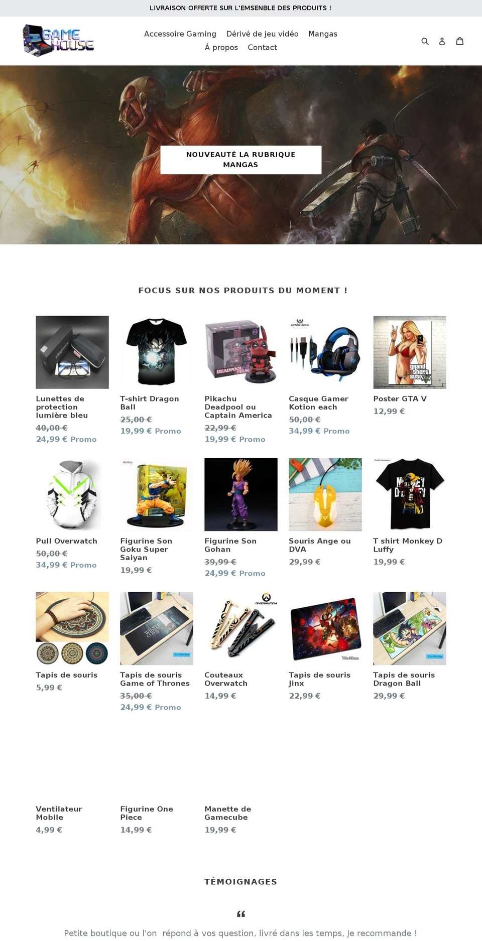 theme-preconfigure-lfl-dropshipping Shopify theme site example gamehouse.fr