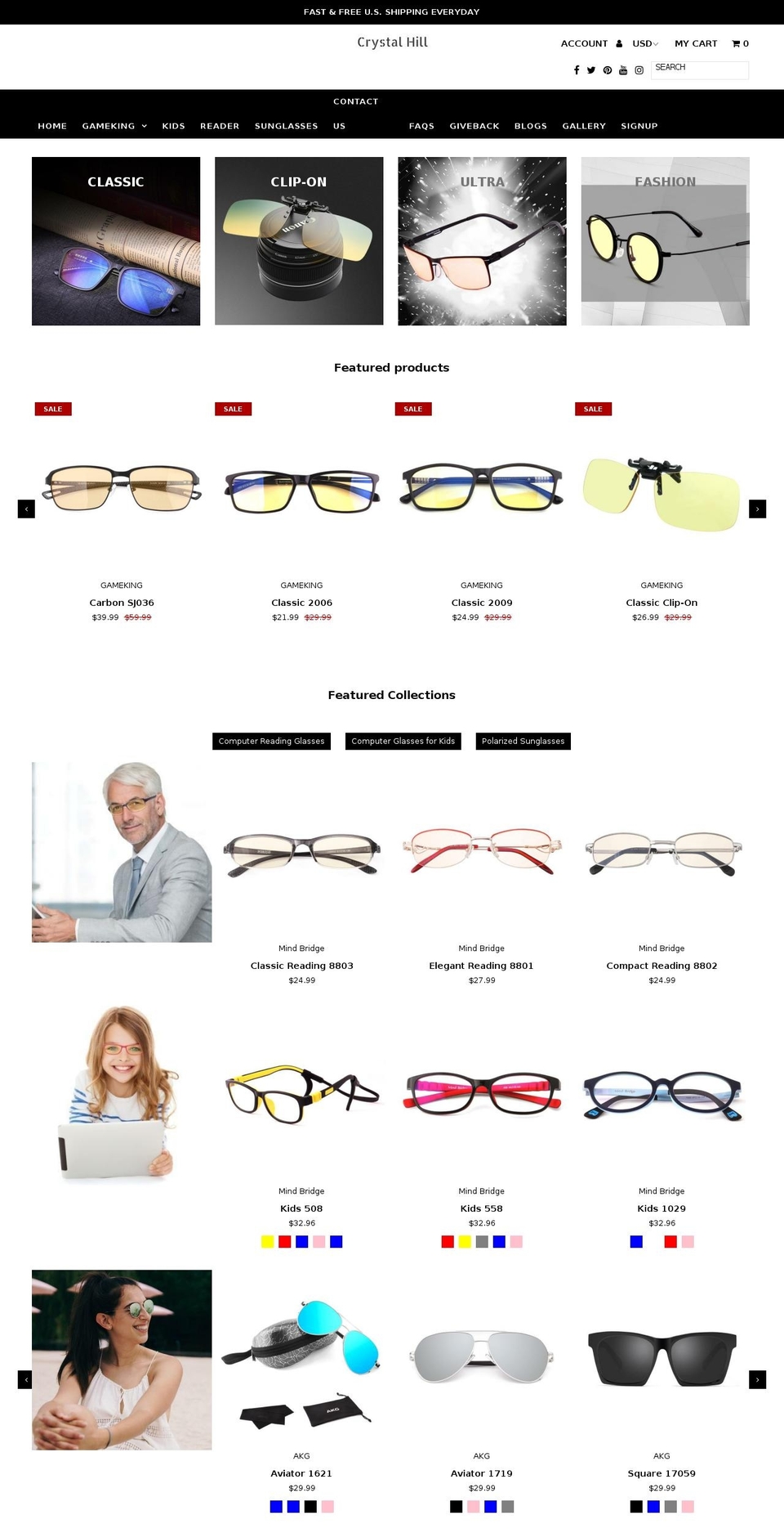 gamekingglasses.com shopify website screenshot