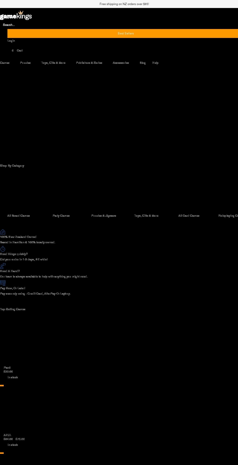 gamekings.co.nz shopify website screenshot