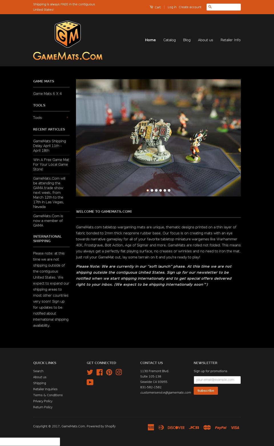 gamemats.com shopify website screenshot