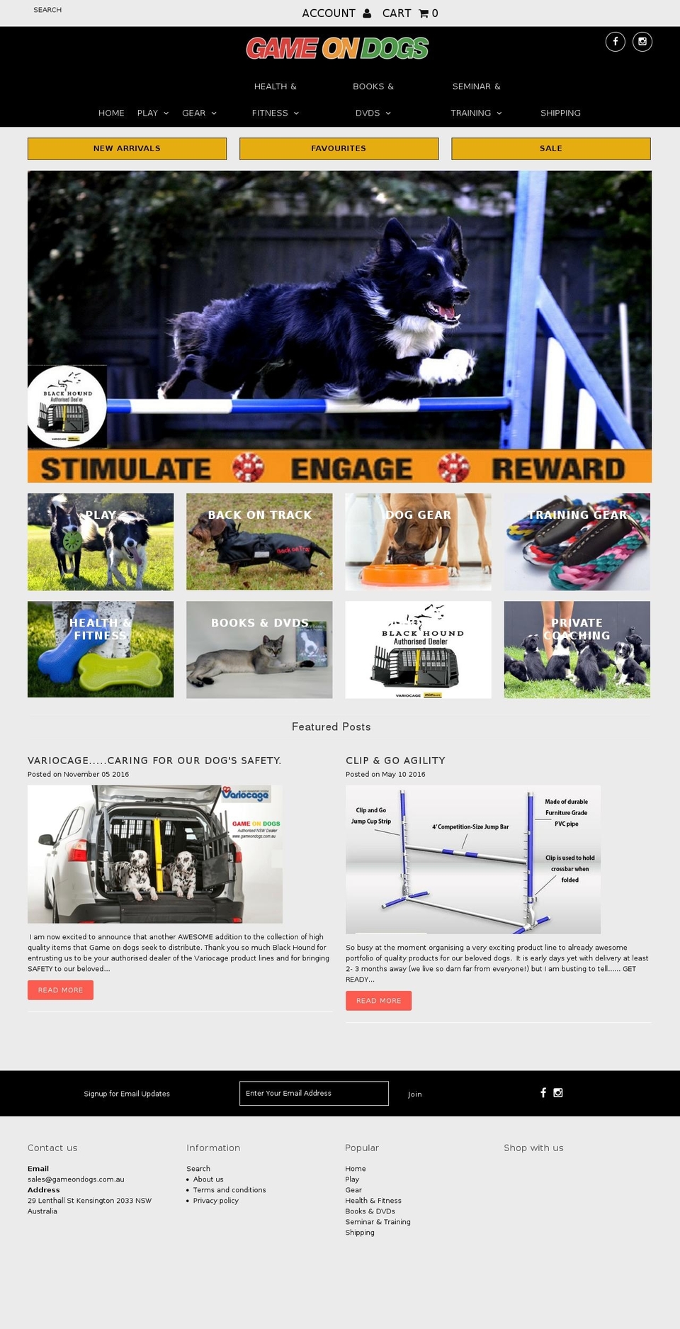 gameondogs.com shopify website screenshot