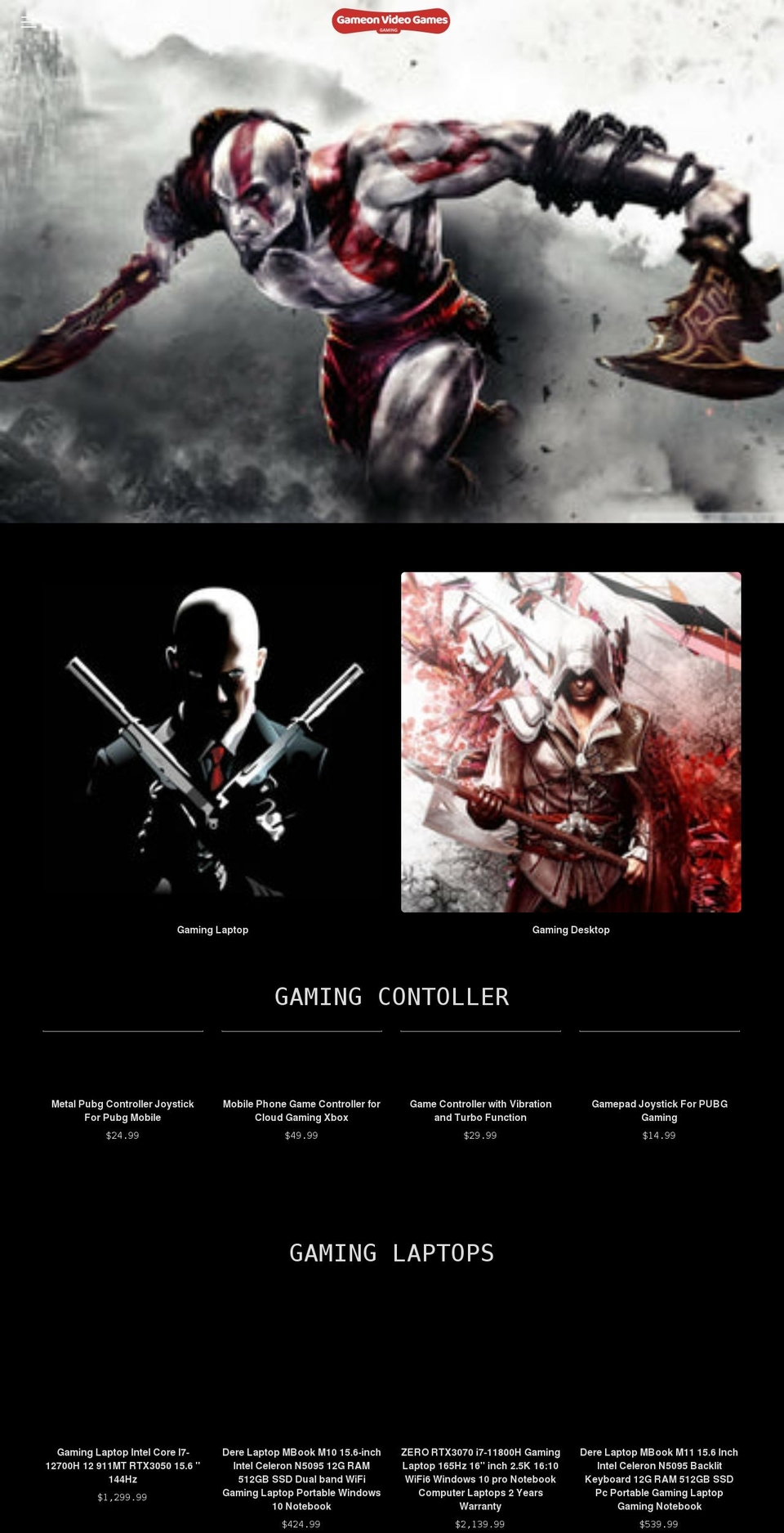 gameonvideogames.com shopify website screenshot