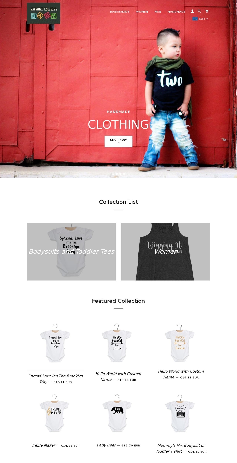 gameoverbaby.com shopify website screenshot
