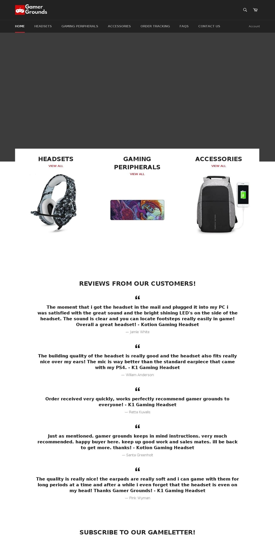 gamer-grounds.com — Shopify storefront screenshot