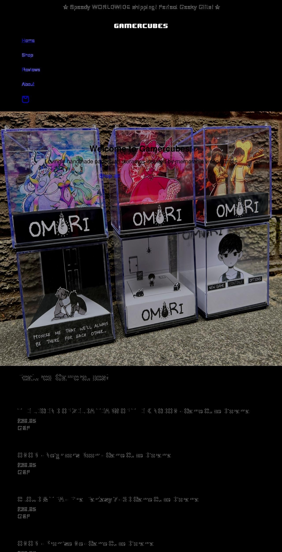 gamercubes.com shopify website screenshot