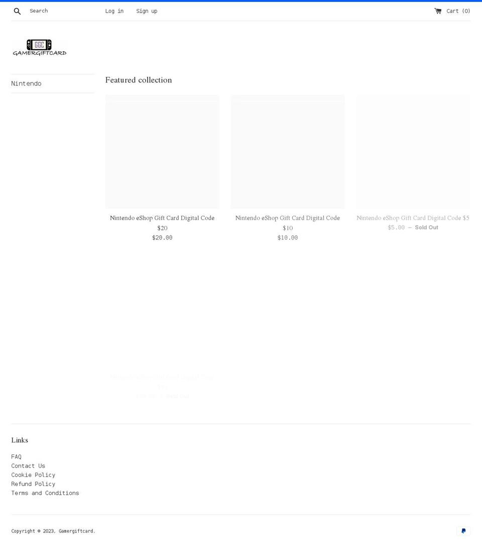 gamergiftcard.com shopify website screenshot