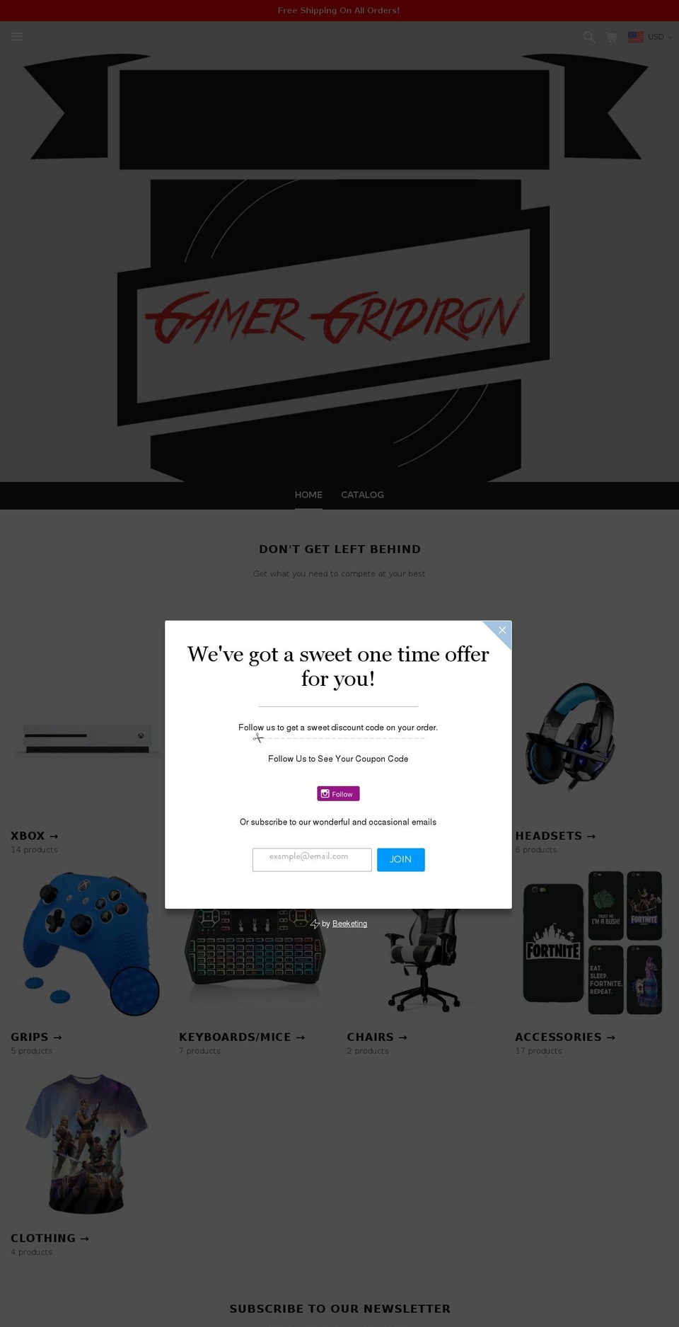 gamergridiron.com shopify website screenshot
