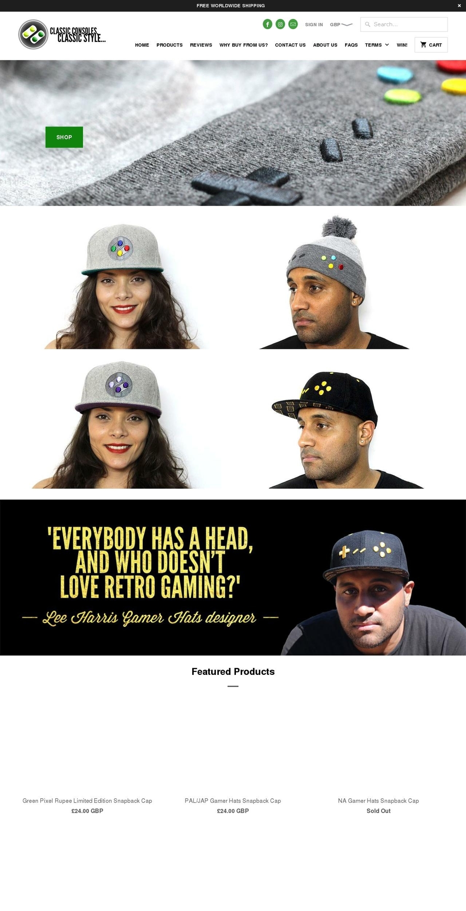 gamerhats.com shopify website screenshot