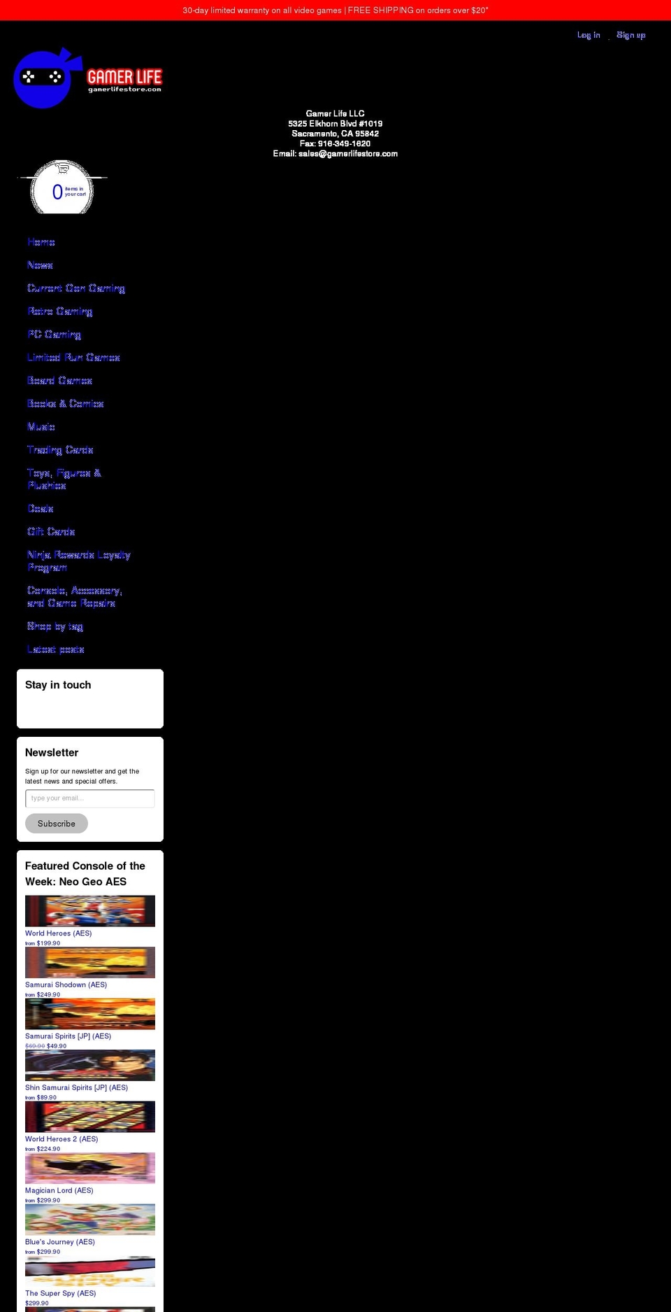 gamerlifestore.com shopify website screenshot
