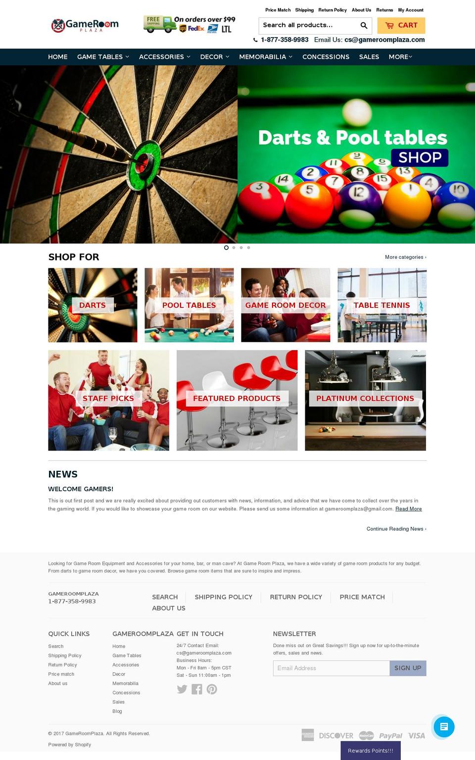 Ss-aashop-home Shopify theme site example gameroomplaza.com