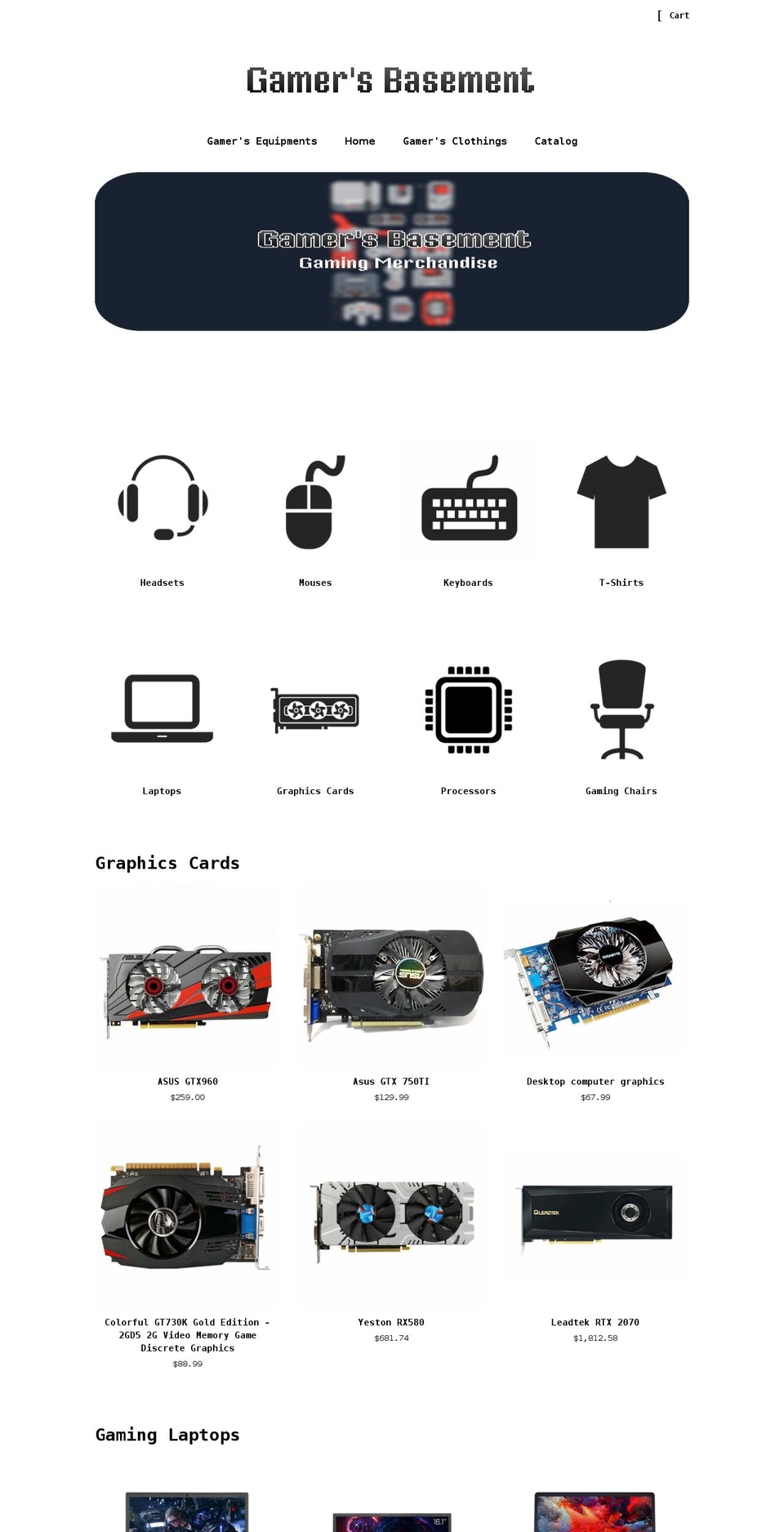 gamers-basement.com shopify website screenshot